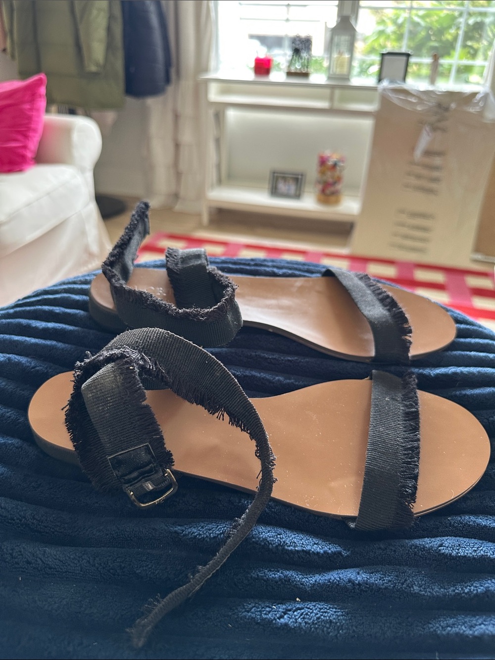 Size 9 black JCREW ankle wrap sandals